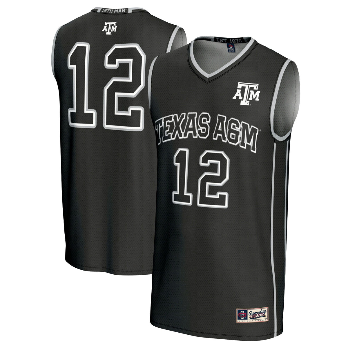 #12 Texas A&M Aggies Basketball Lightweight Fashion Jersey - Black