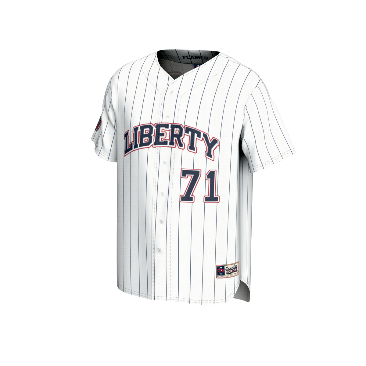 Adult #71 White Liberty Flames Lightweight Collegiate Baseball Fashion Jersey