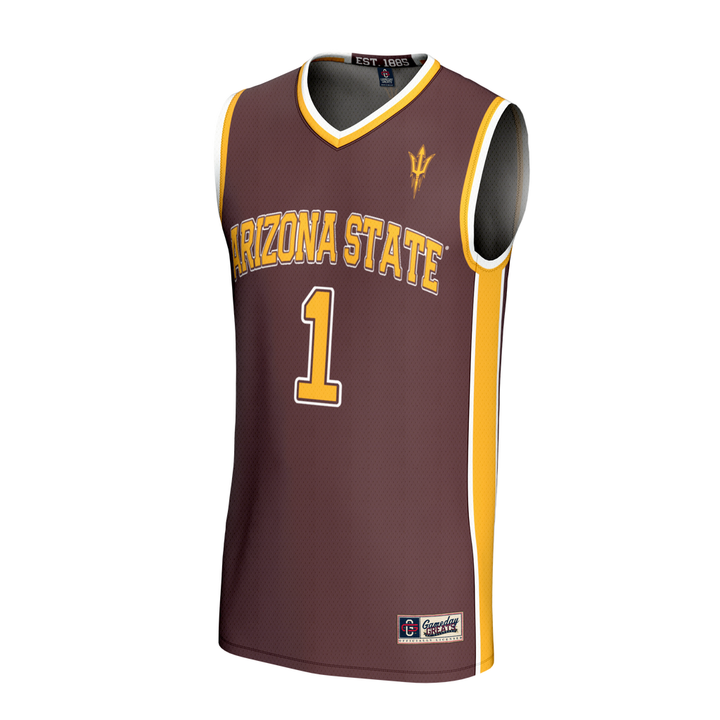 #1 Arizona State Sun Devils Lightweight Collegiate Basketball Fashion Jersey - Maroon
