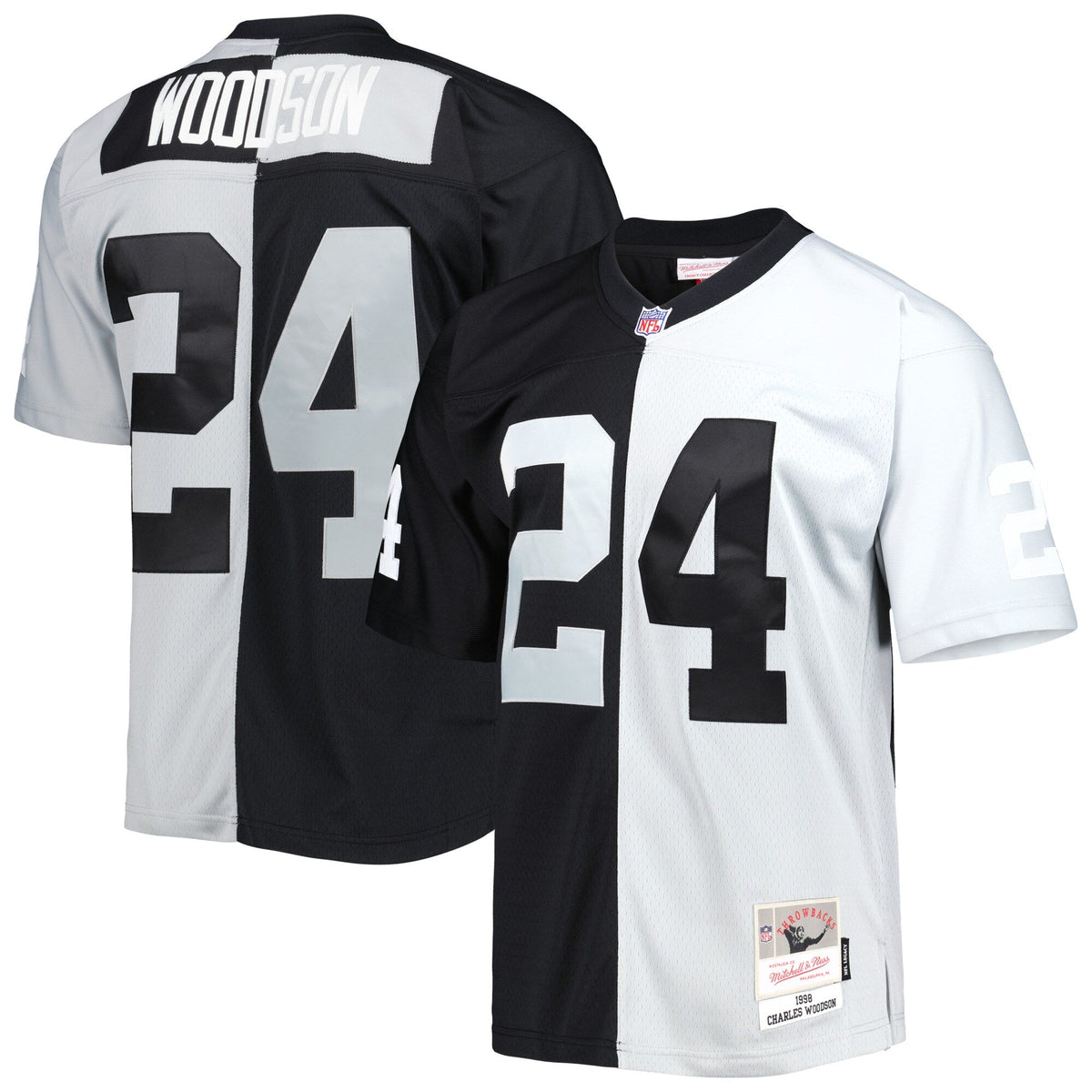 Las Vegas Raiders Charles Woodson Black/Silver 1998 Split Legacy Replica Jersey