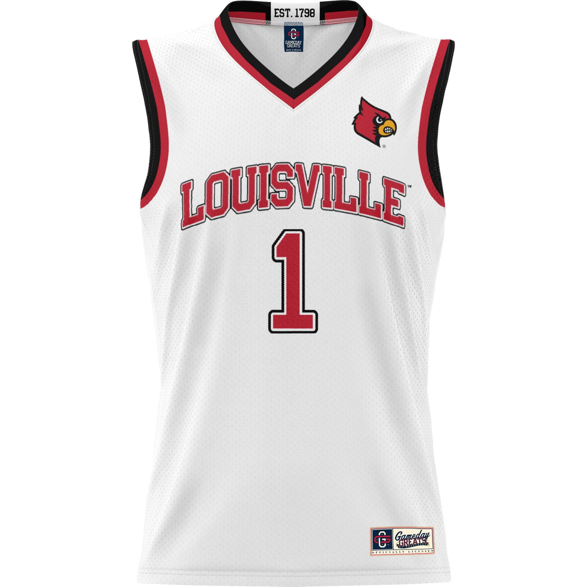 #1 Louisville Cardinals Lightweight Basketball Jersey - White