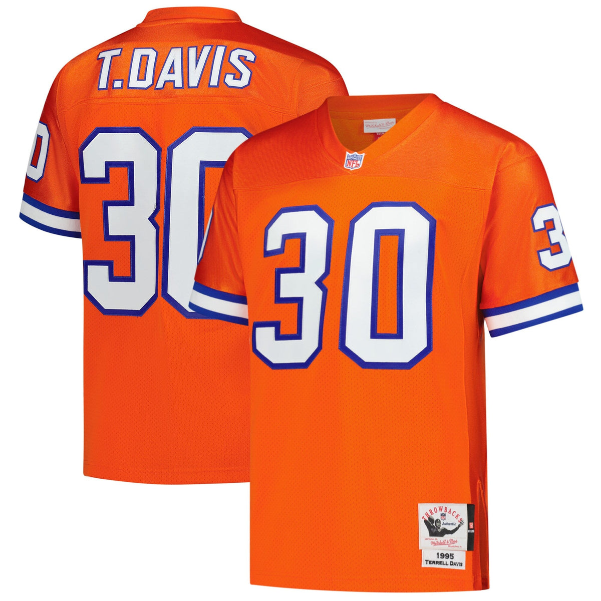 Denver Broncos Terrell Davis Orange 1995 Authentic Throwback Retired Player Jersey
