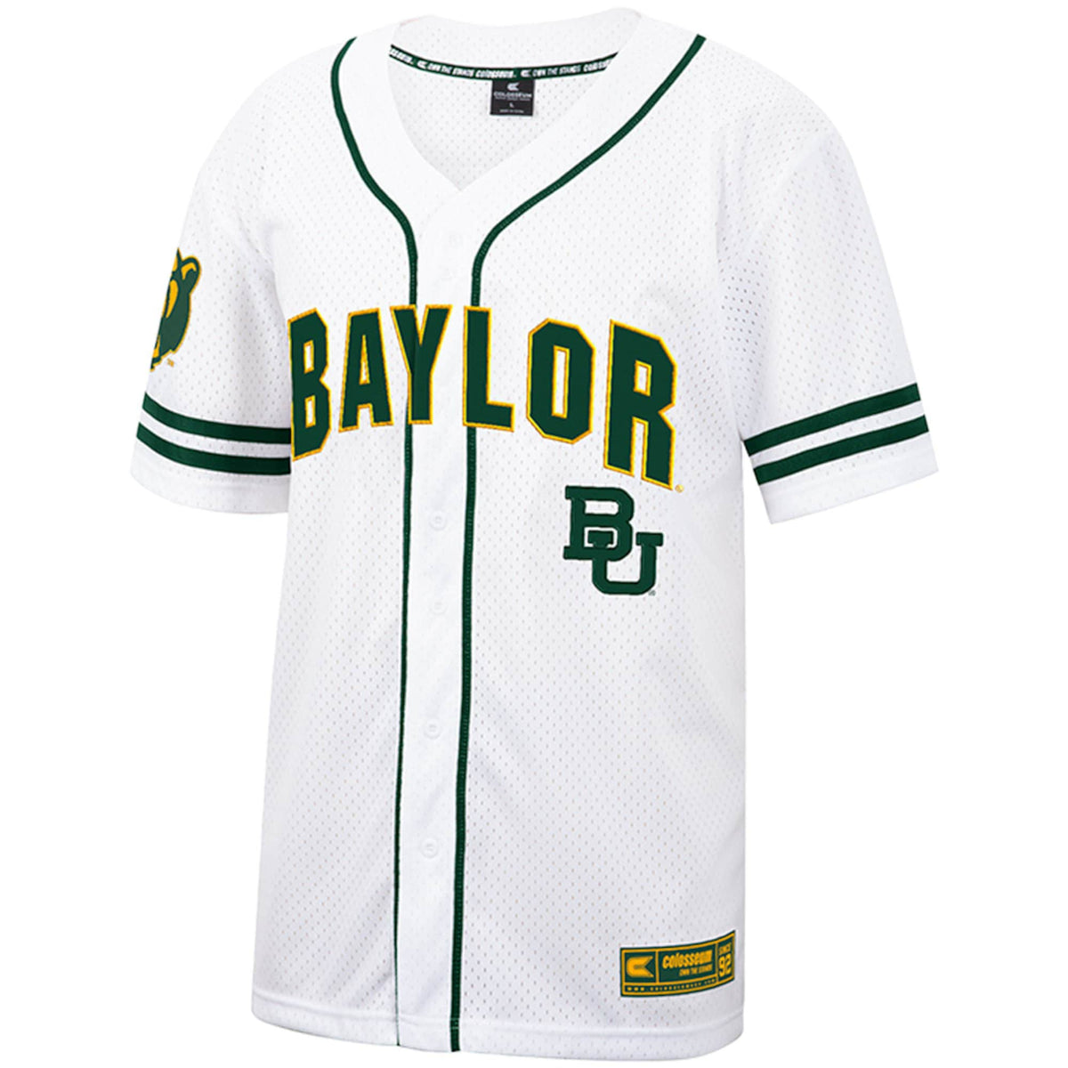 Baylor Bears Free Spirited Mesh Button-Up Baseball Jersey - White