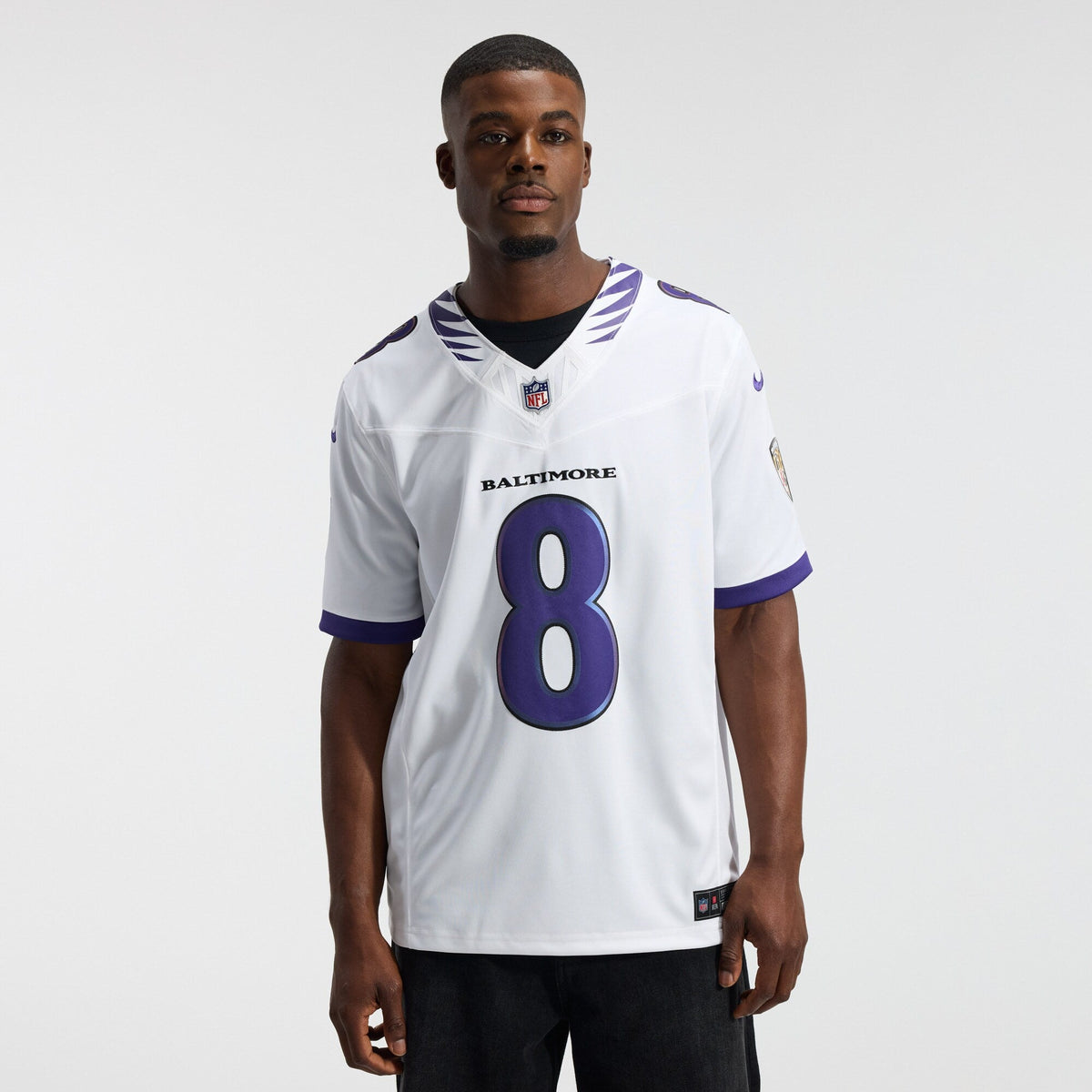 Baltimore Ravens Lamar Jackson White Vapor F.U.S.E. Stitched Limited Jersey