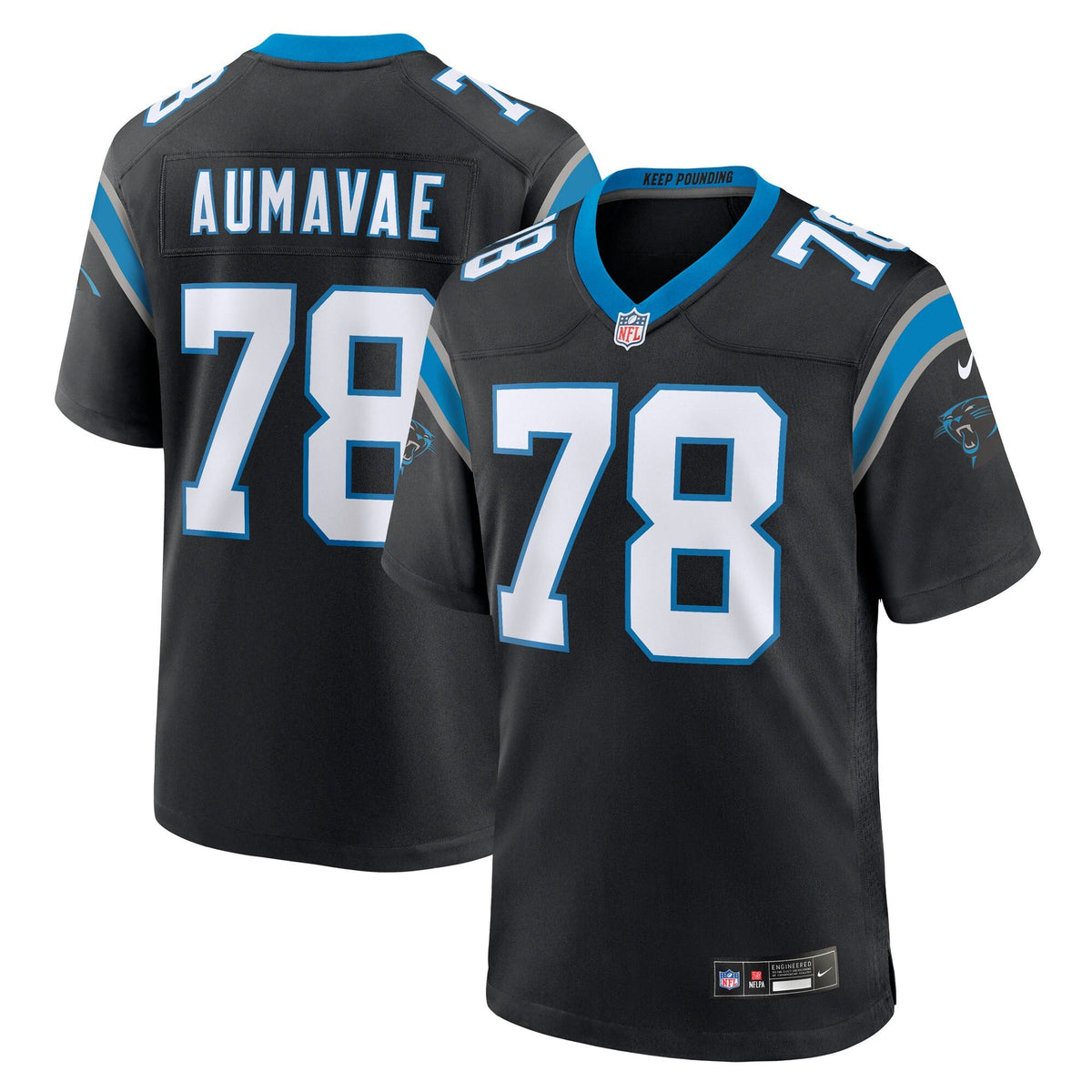 Carolina Panthers Popo Aumavae Black Team Game Jersey