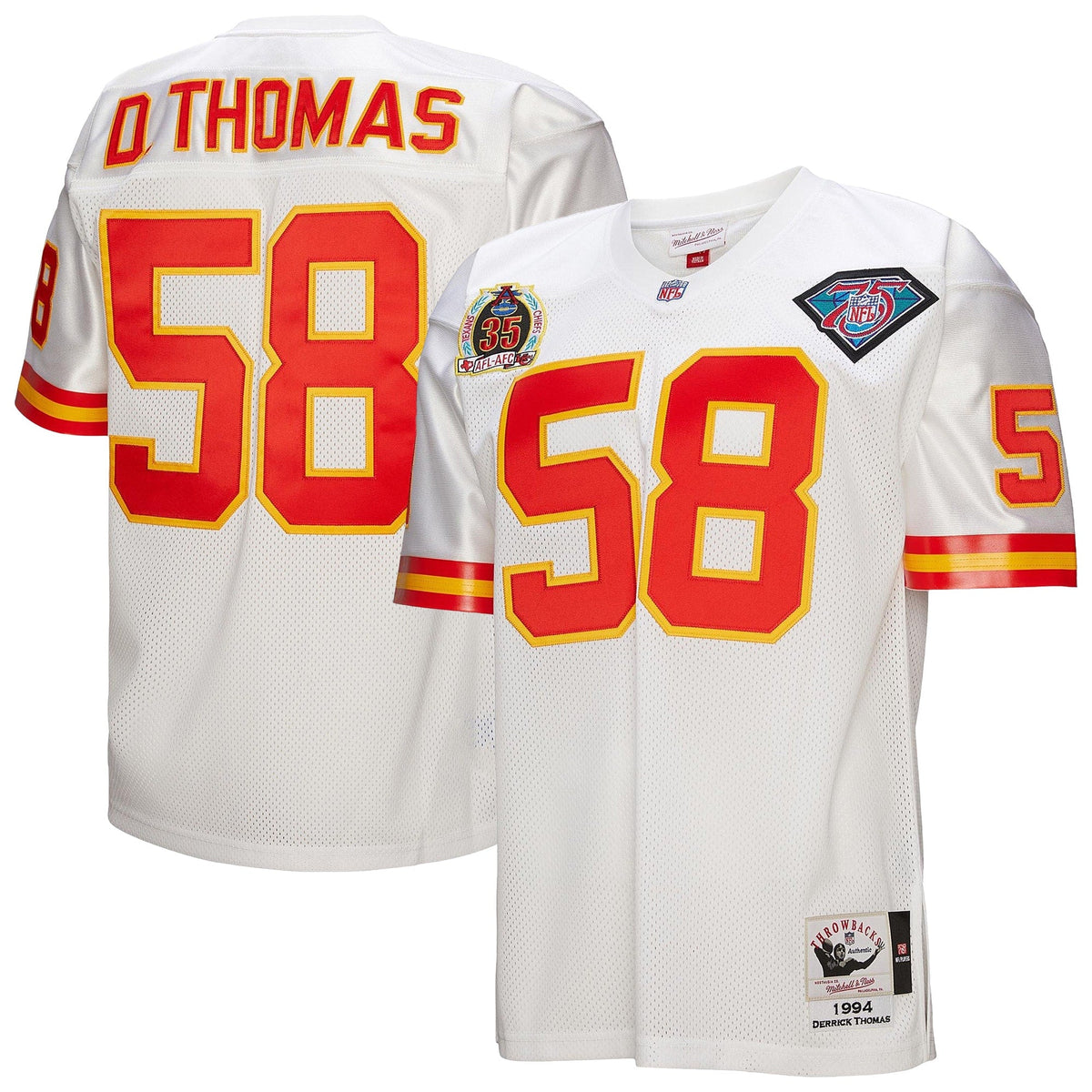 Kansas City Chiefs 1994 Derrick Thomas White Authentic Throwback Retired Player Jersey