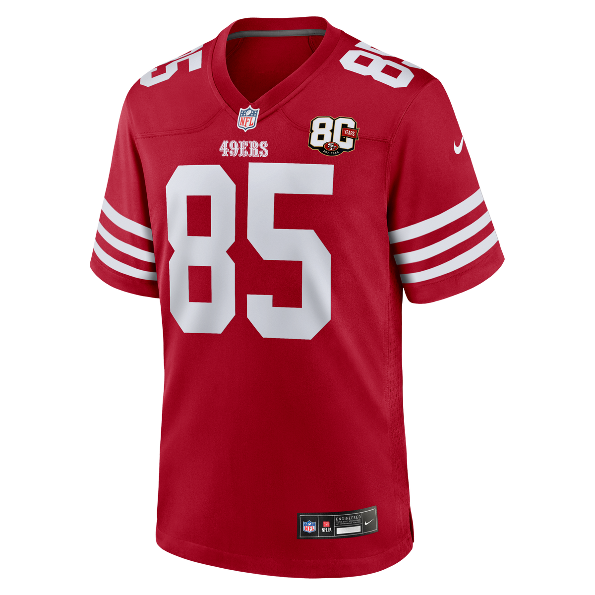 San Francisco 49ers George Kittle Scarlet 80th Anniversary Game Jersey
