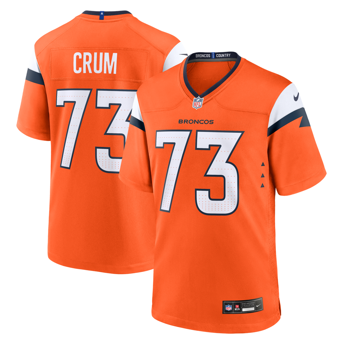 Denver Broncos Frank Crum Orange Team Game Jersey