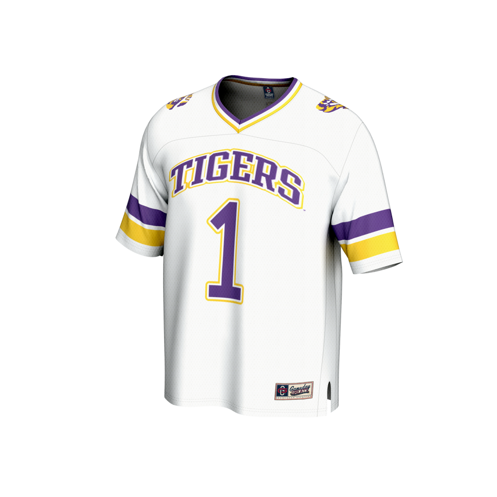 #1 LSU Tigers Collegiate Football Fashion Jersey - White