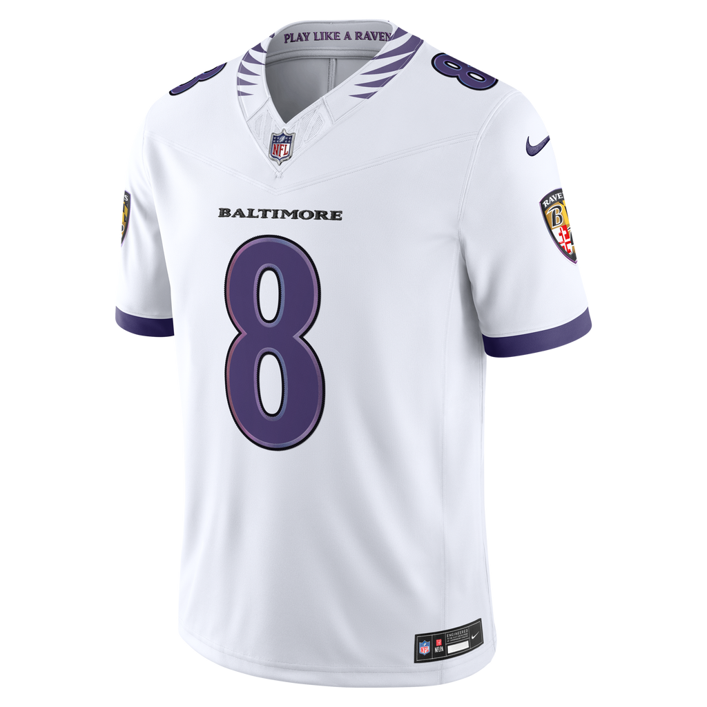Baltimore Ravens Lamar Jackson White Vapor F.U.S.E. Stitched Limited Jersey