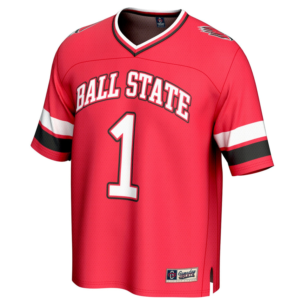 #1 Ball State Cardinals Lightweight Collegiate Football Fashion Jersey - Cardinal