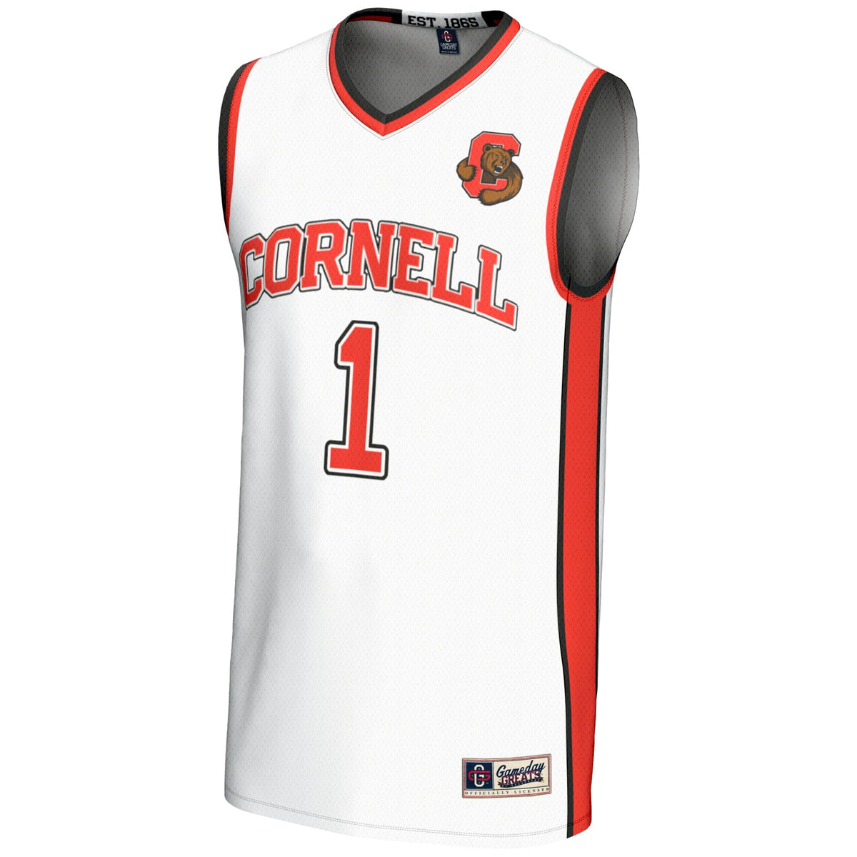#1 Cornell Big Red Lightweight Basketball Jersey - White