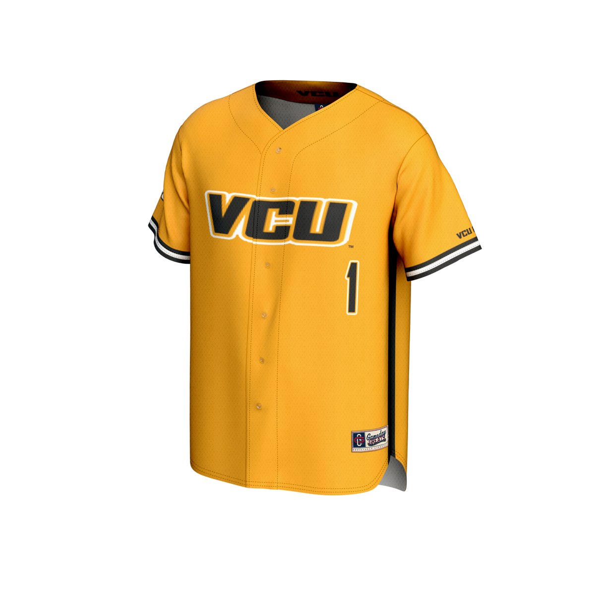 #1 VCU Rams Lightweight Baseball Fashion Jersey - Gold