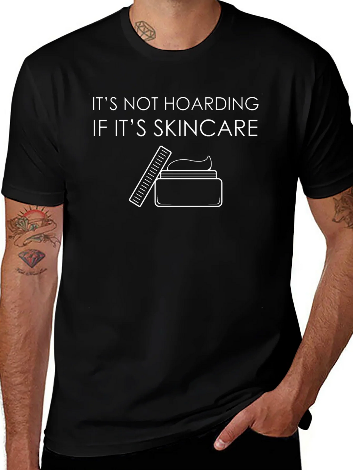 Skincare Hoarding Graphic Tee - Black Cotton T-Shirt