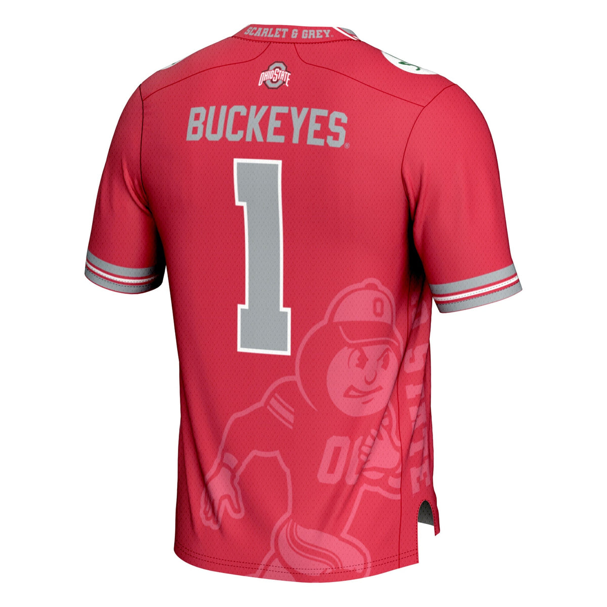 #1 Ohio State Buckeyes Icon Print Football Fashion Jersey - Scarlet