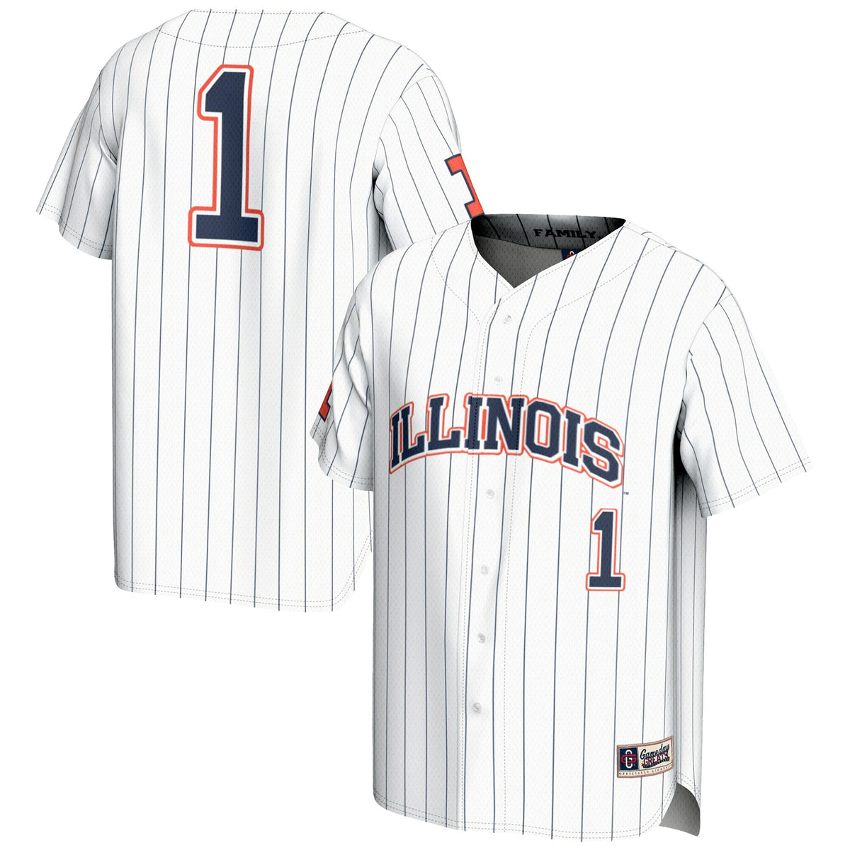 #1 Illinois Fighting Illini Lightweight Baseball Jersey - White