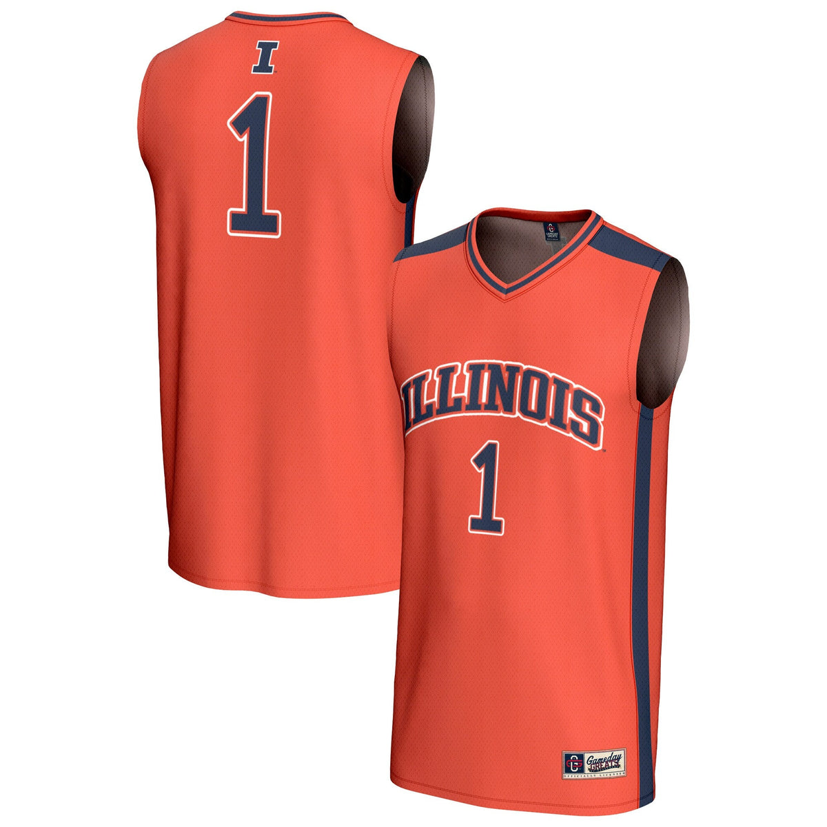 #1 Illinois Fighting Illini Lightweight Collegiate Basketball Fashion Jersey - Orange