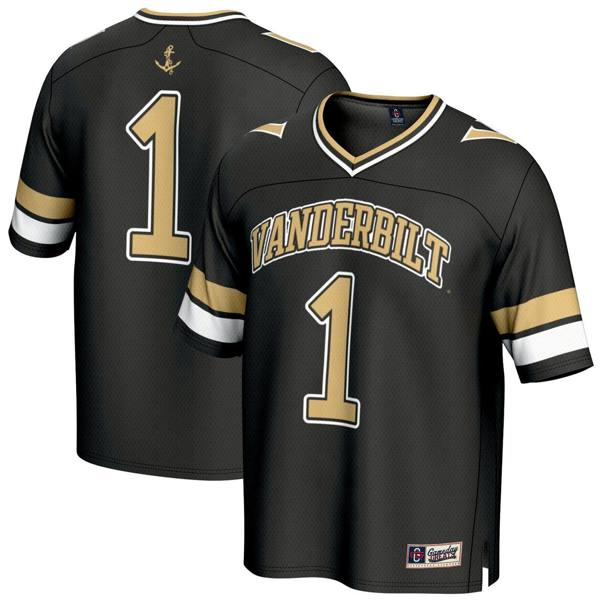 #1 Vanderbilt Commodores Lightweight Collegiate Football Fashion Jersey - Black