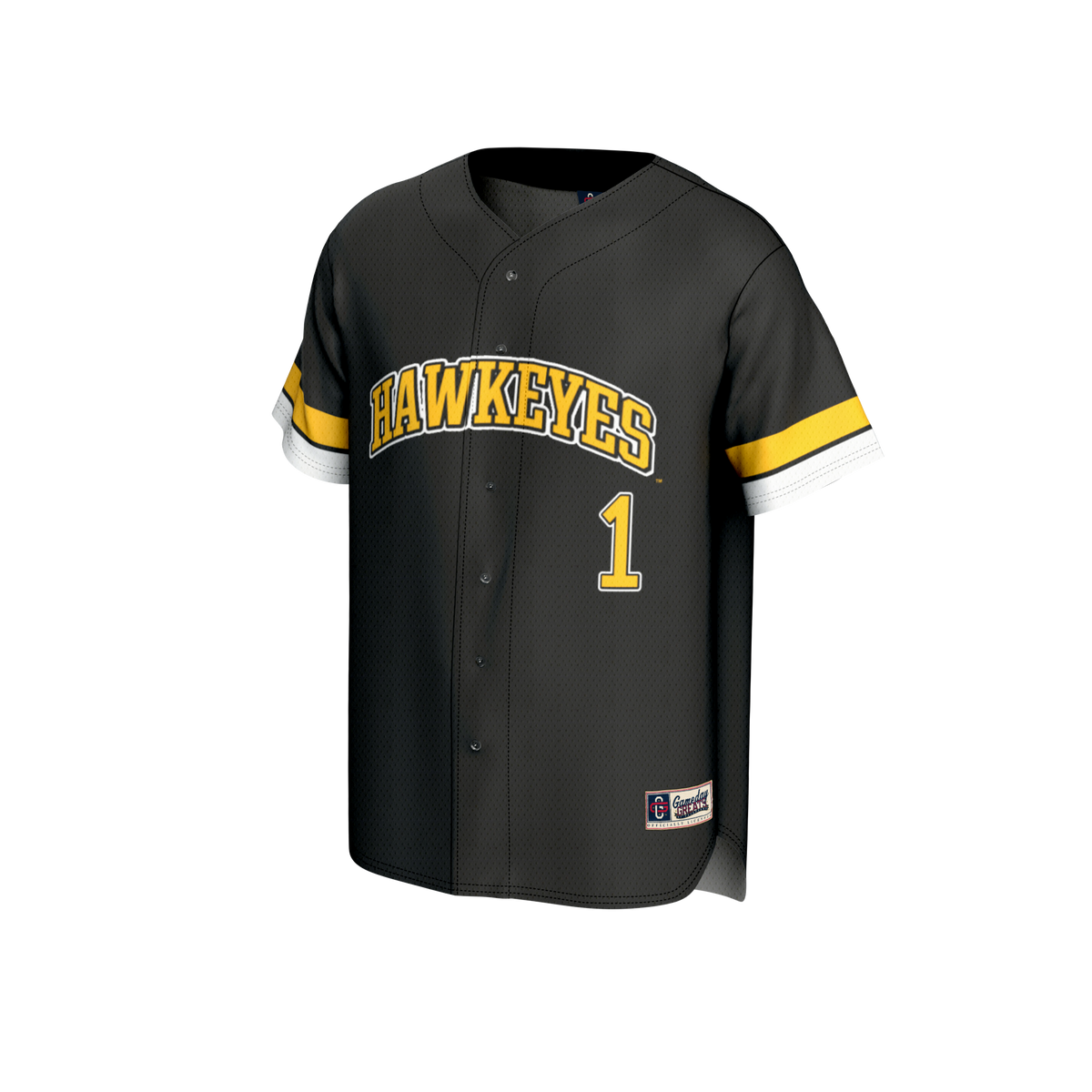 #1 Iowa Hawkeyes Adult Lightweight Collegiate Baseball Fashion Jersey - Black