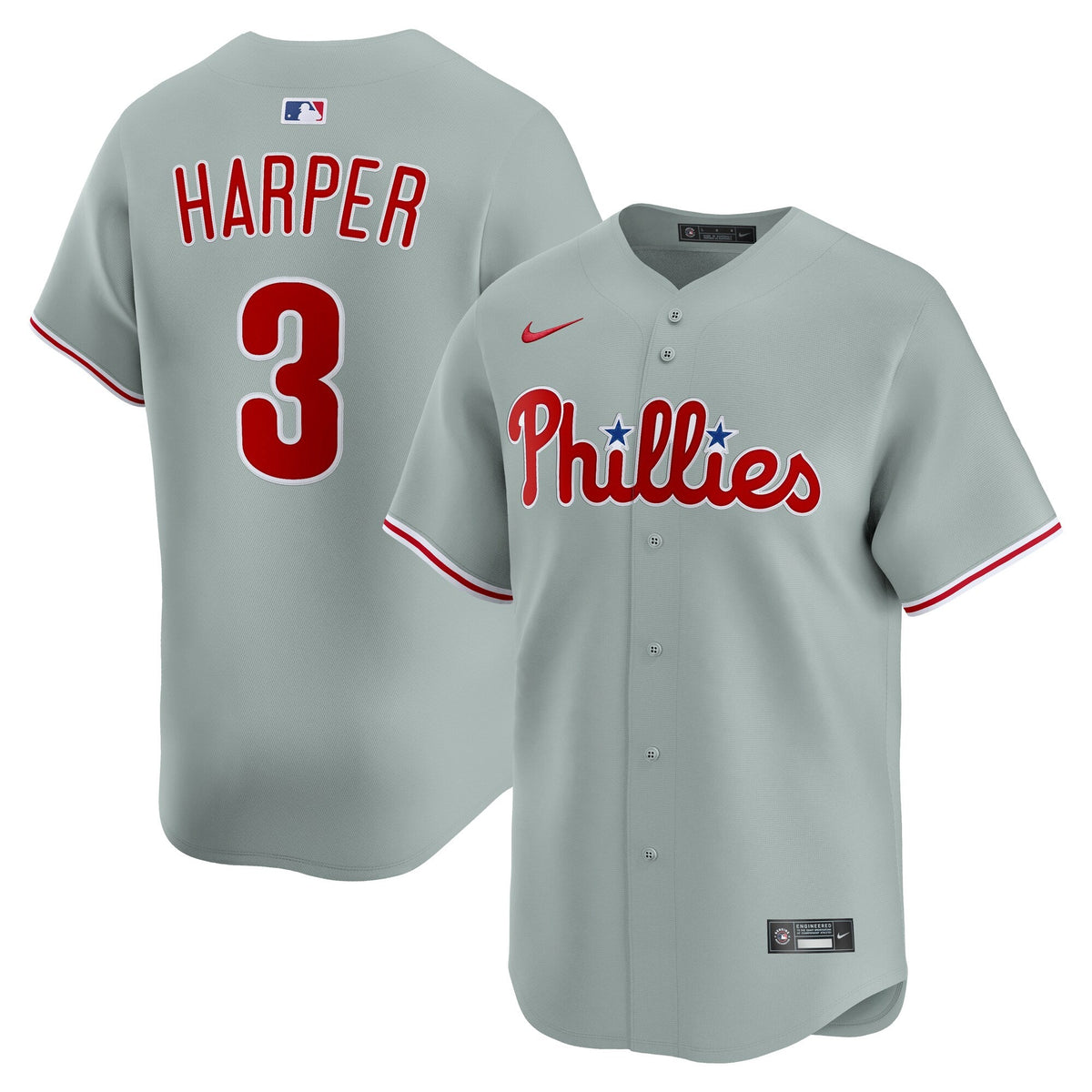 Philadelphia Phillies Bryce Harper Gray Road Limited Player Jersey