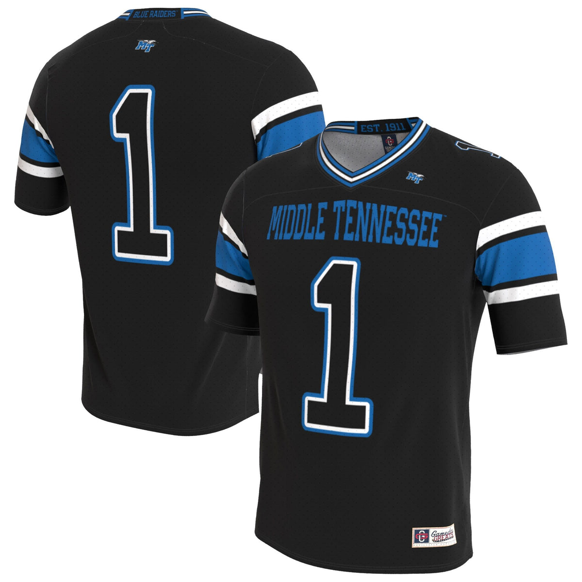 MTSU Blue Raiders Lightweight Collegiate Football Blackout Fashion Jersey