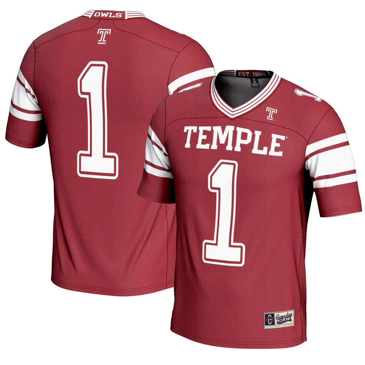 #1 Temple Owls Endzone Football Jersey - Cherry