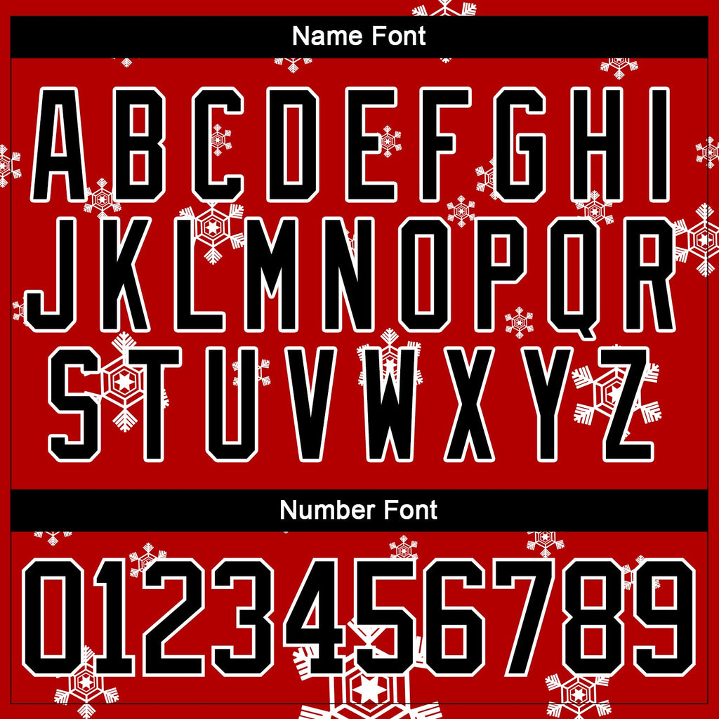 Custom Hockey Jersey - Red Black-White Christmas Snowman 3D Lace Neck
