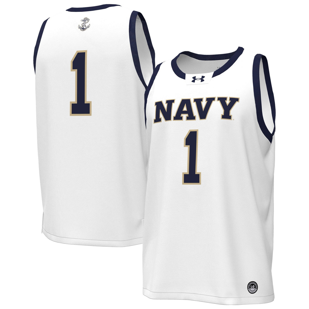Navy Midshipmen #1 Replica Basketball Jersey - White