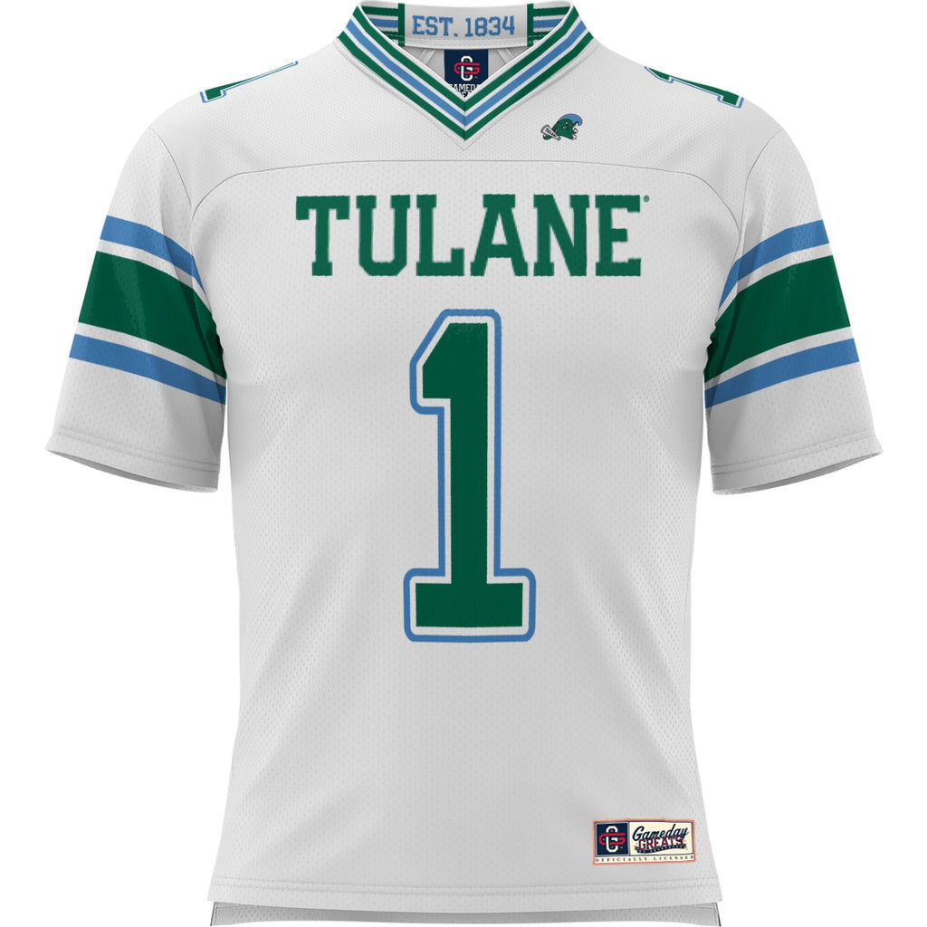 #1 Tulane Green Wave Football Jersey - White