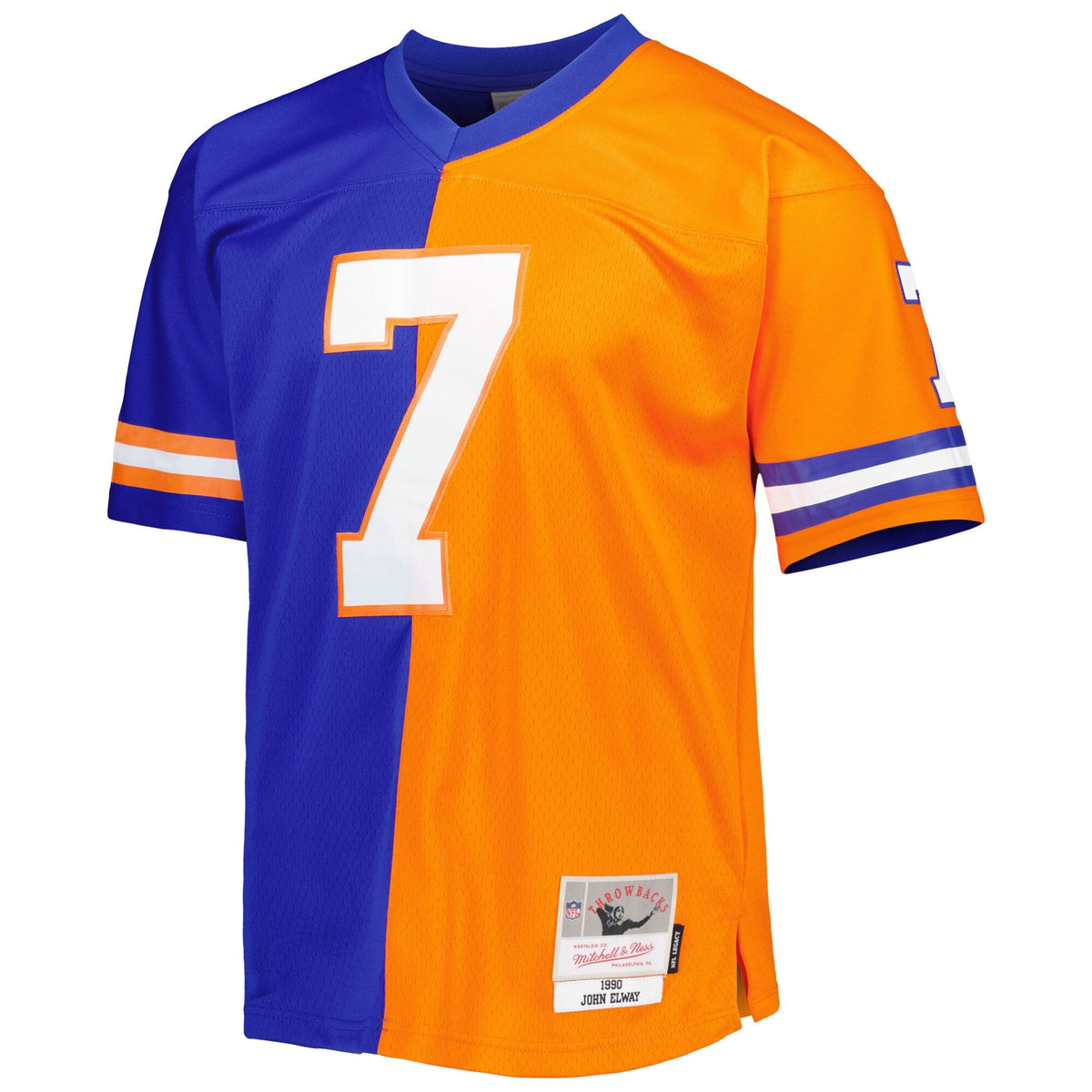 Denver Broncos John Elway Royal/Orange 1990 Split Legacy Replica Jersey