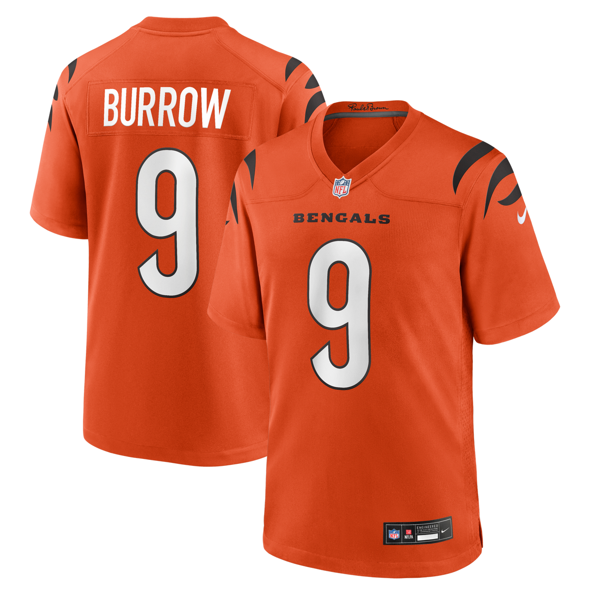 Cincinnati Bengals Joe Burrow Orange Alternate Game Jersey