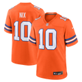 Denver Broncos Bo Nix Orange Mile High Collection 1977 Throwback Player Game Jersey