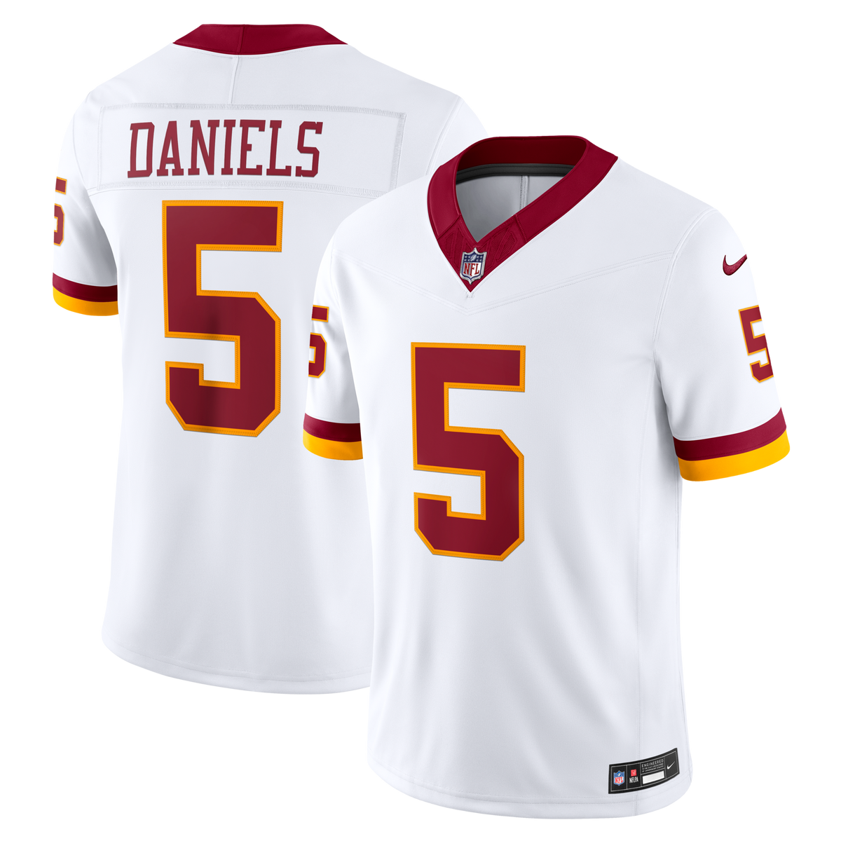 Washington Commanders Jayden Daniels White Vapor F.U.S.E. Stitched Limited Jersey
