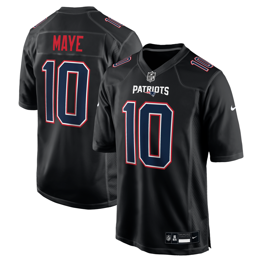 New England Patriots Drake Maye Carbon Black Game Jersey