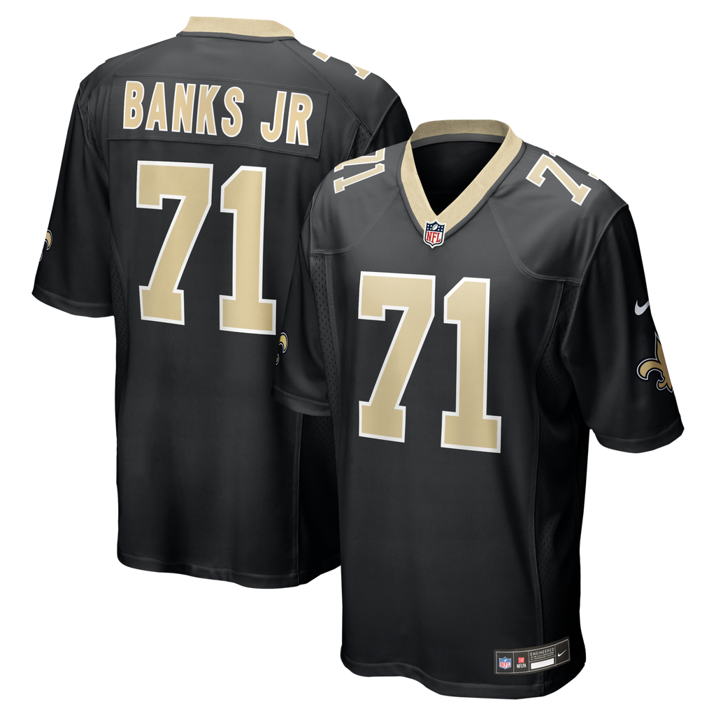 New Orleans Saints Kelvin Banks Jr. Black Game Player Jersey