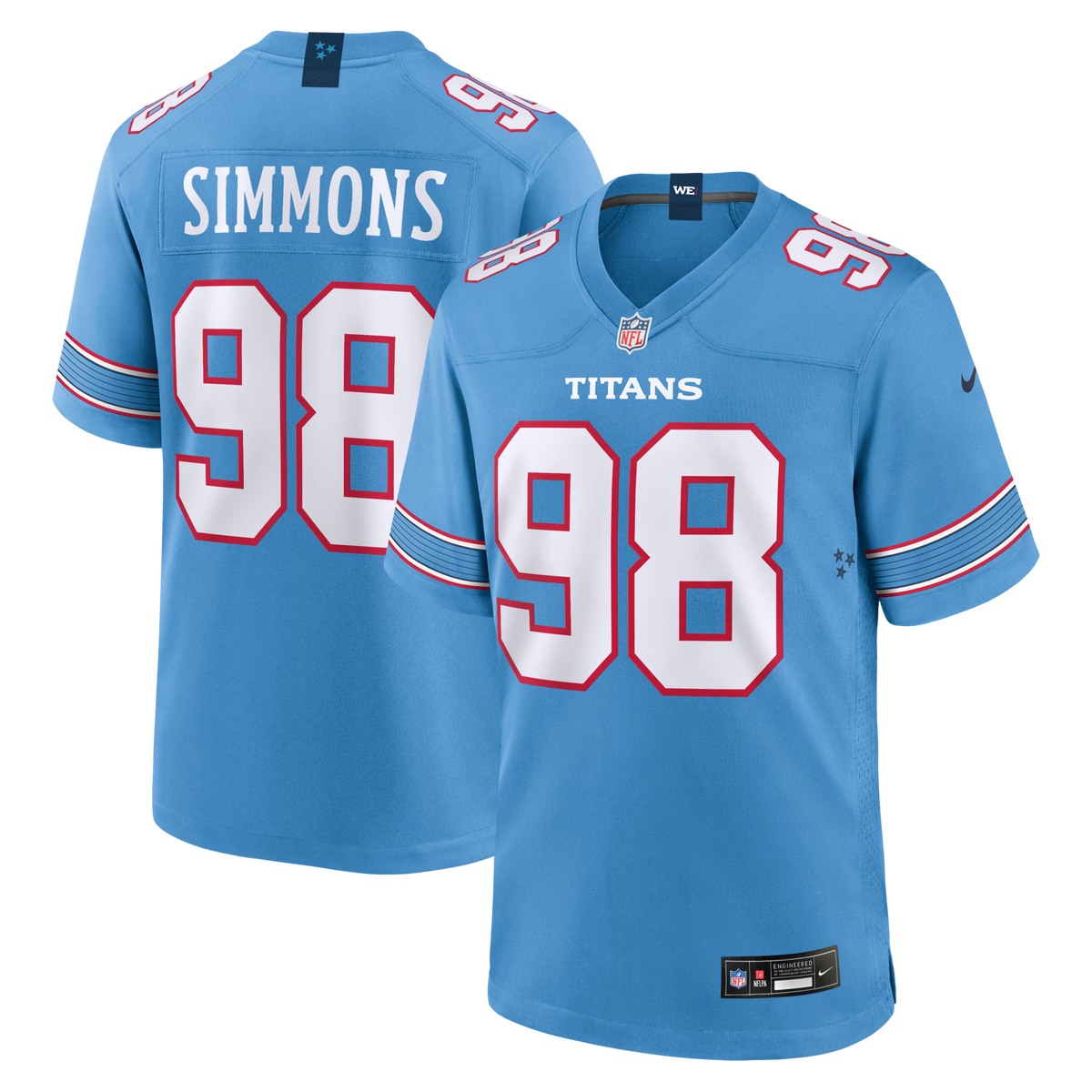 Tennessee Titans Jeffery Simmons Light Blue Game Jersey
