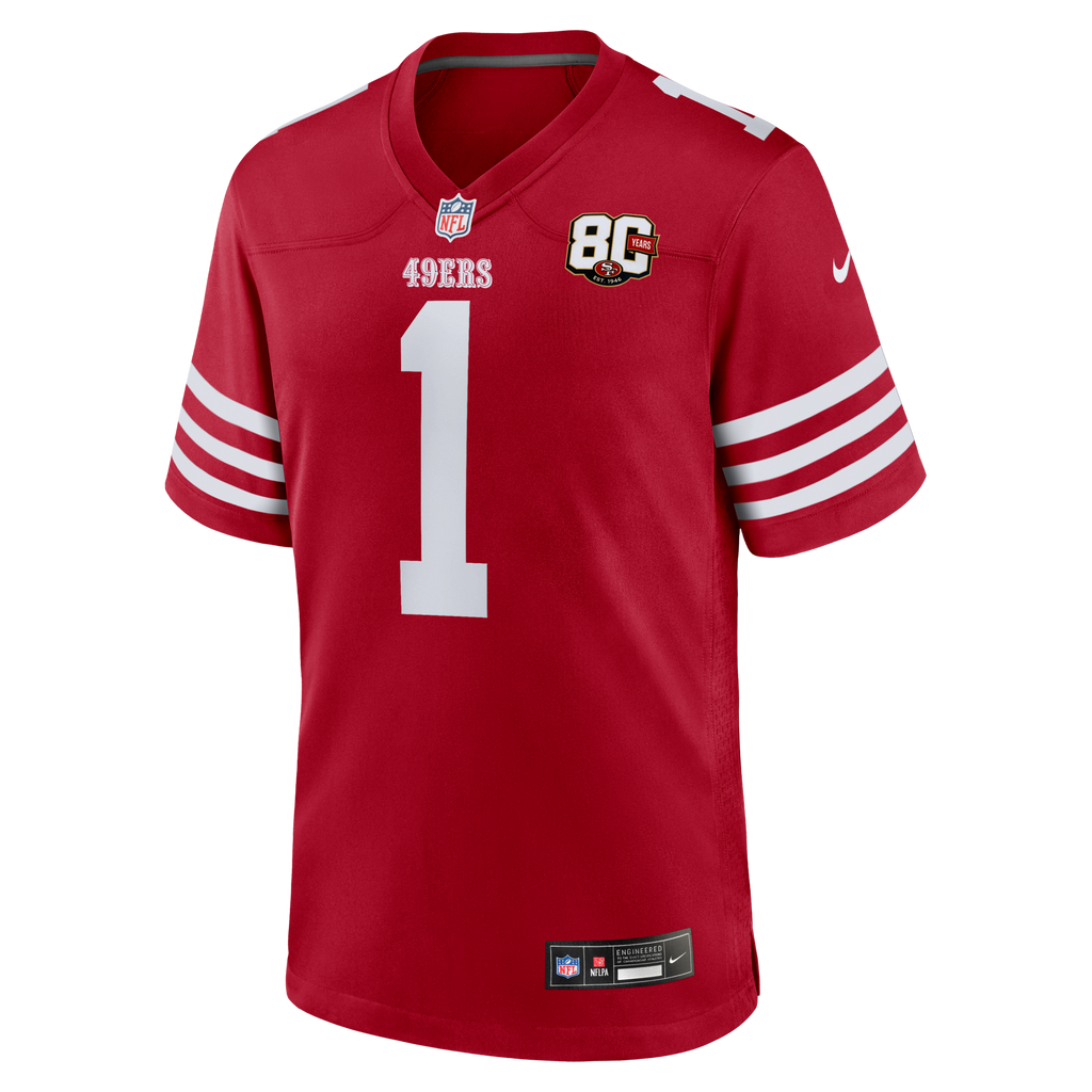 San Francisco 49ers Ricky Pearsall Scarlet 80th Anniversary Game Jersey