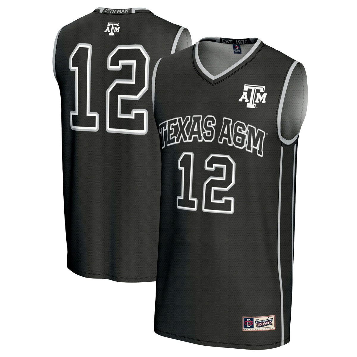 #12 Texas A&M Aggies Basketball Lightweight Fashion Jersey - Black