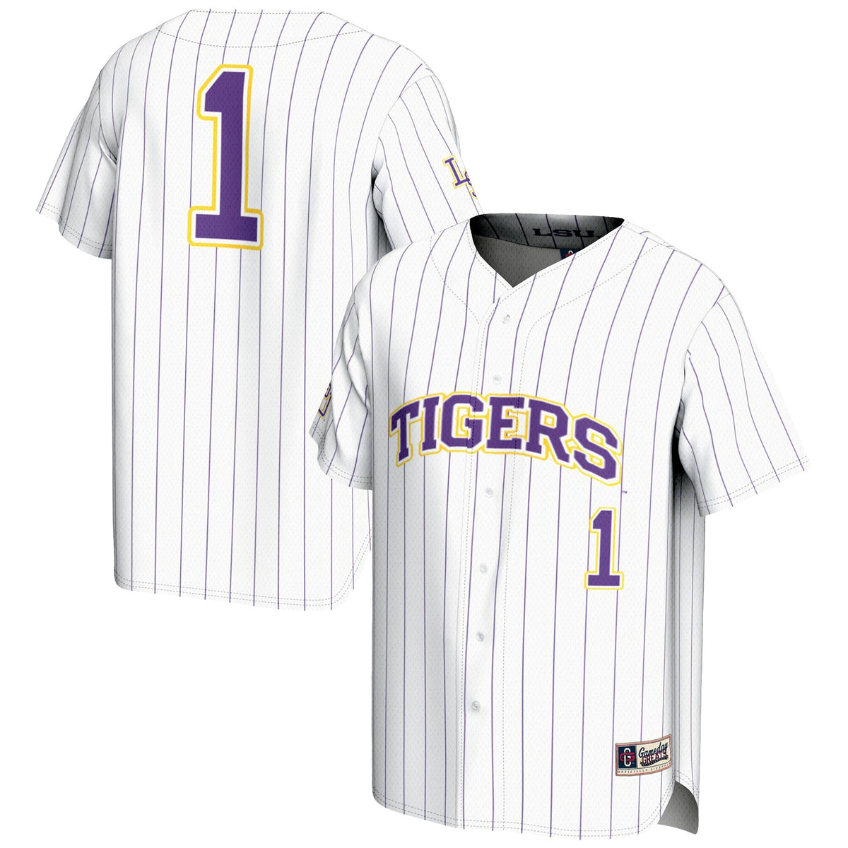 #1 LSU Tigers Lightweight Baseball Jersey - White