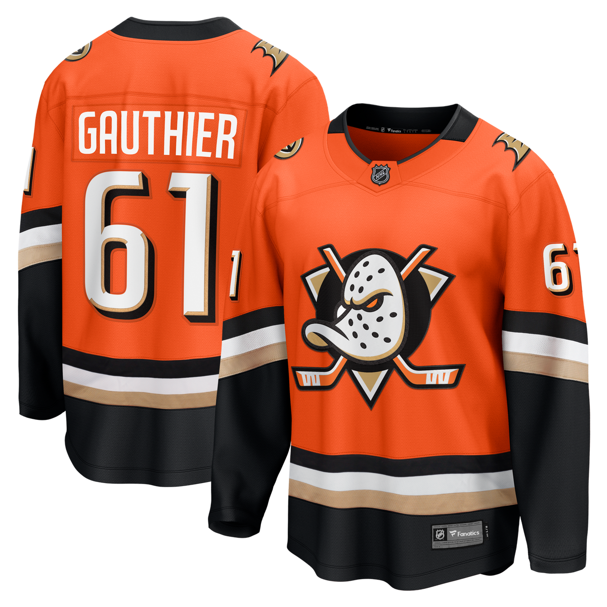 Anaheim Ducks Cutter Gauthier Orange Home Breakaway Jersey