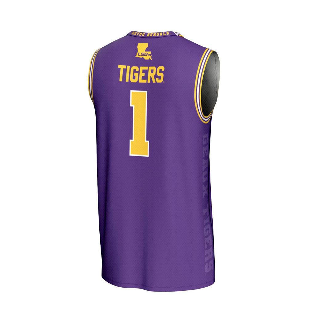 #1 LSU Tigers Lightweight Icon Print Basketball Jersey - Purple