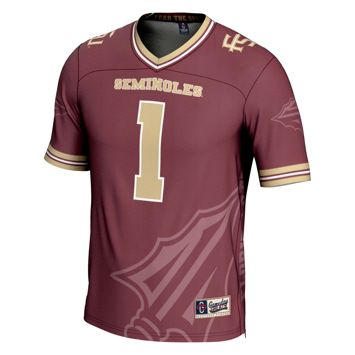 #1 Florida State Seminoles Icon Print Football Fashion Jersey - Garnet