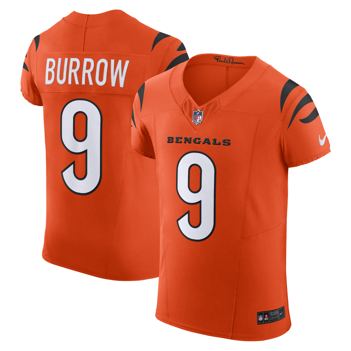Cincinnati Bengals Joe Burrow Orange Team Vapor F.U.S.E. Elite Jersey