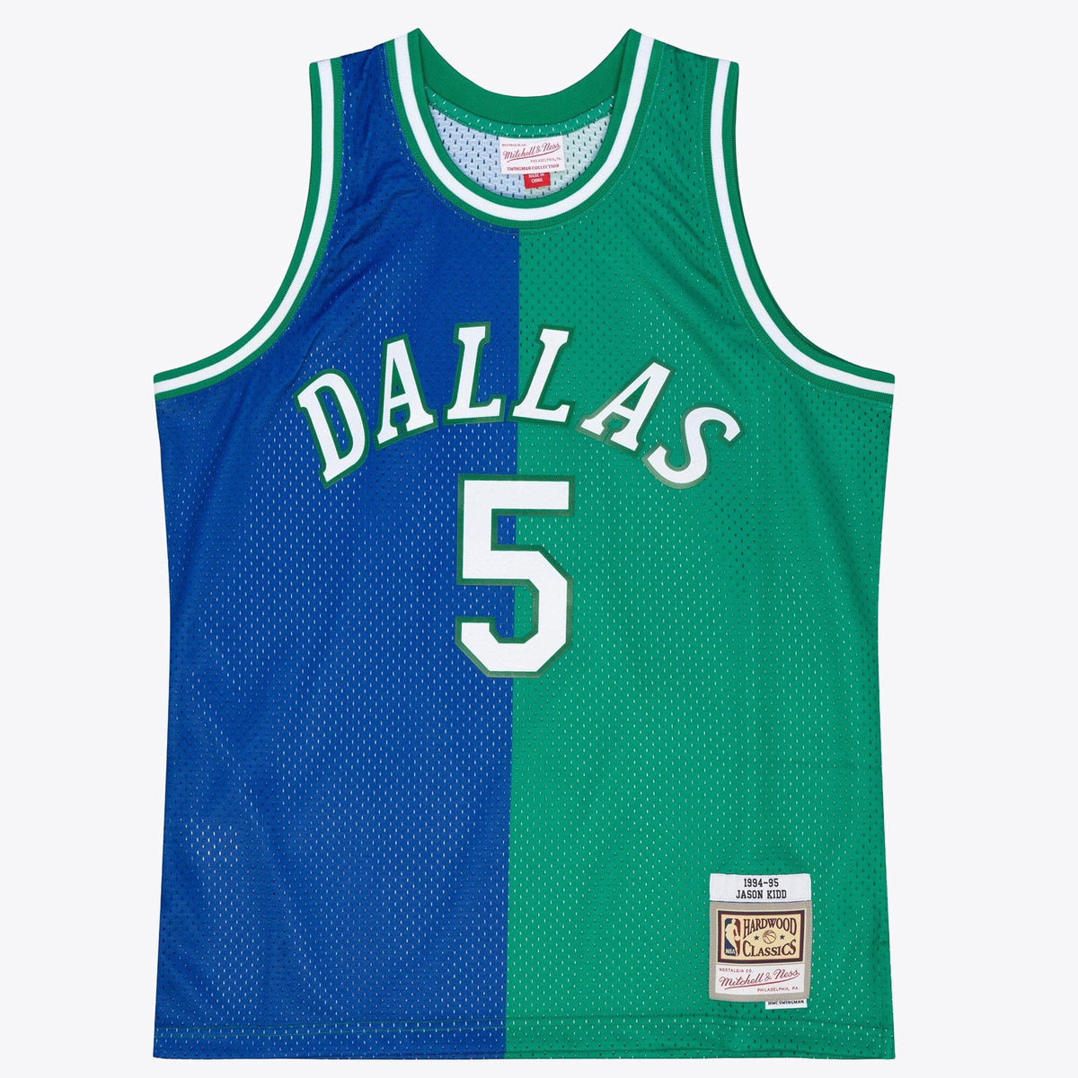 Dallas Mavericks Jason Kidd 1994 Split Swingman Jersey - Blue/Green