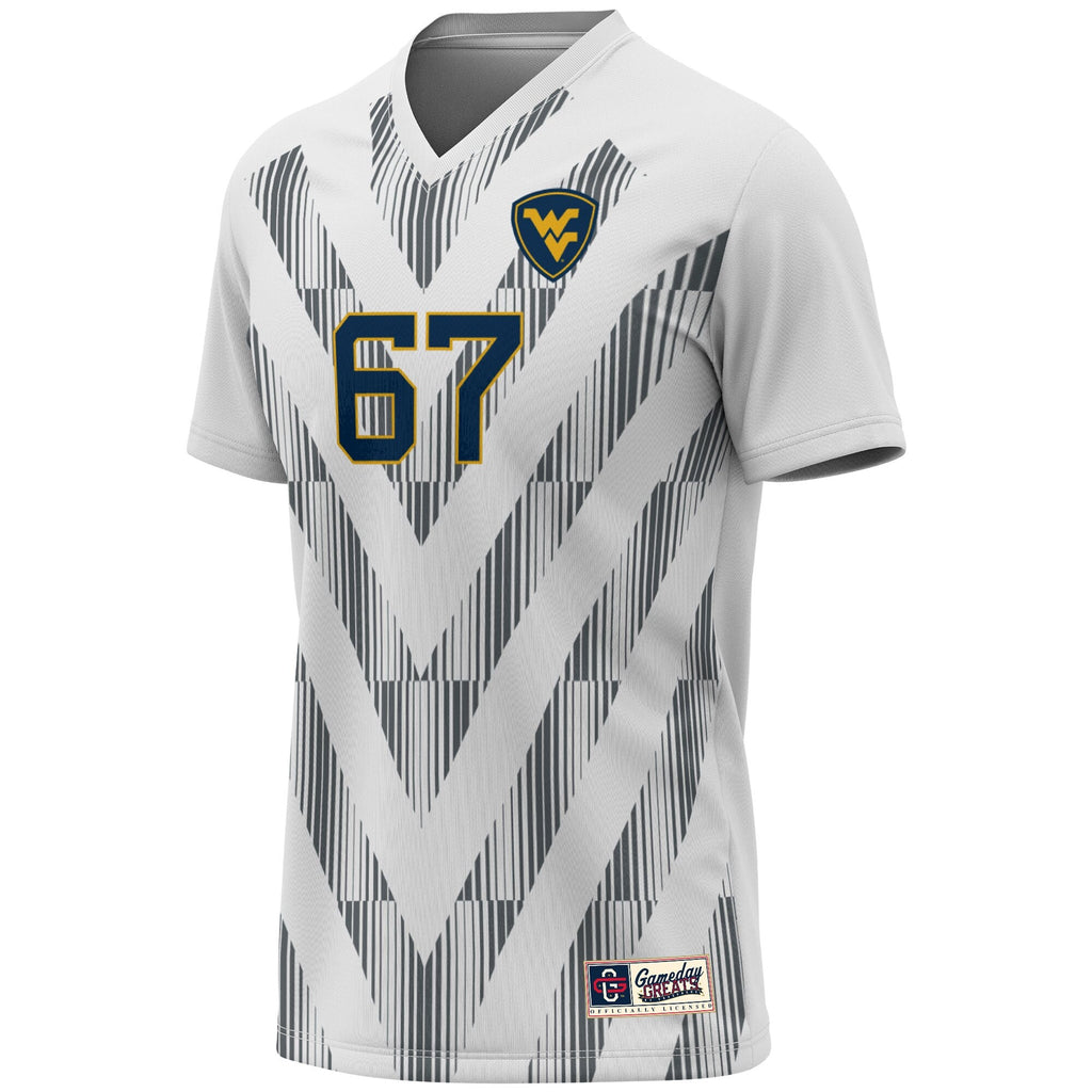 #1 West Virginia Mountaineers Lightweight Soccer Fashion Jersey - White