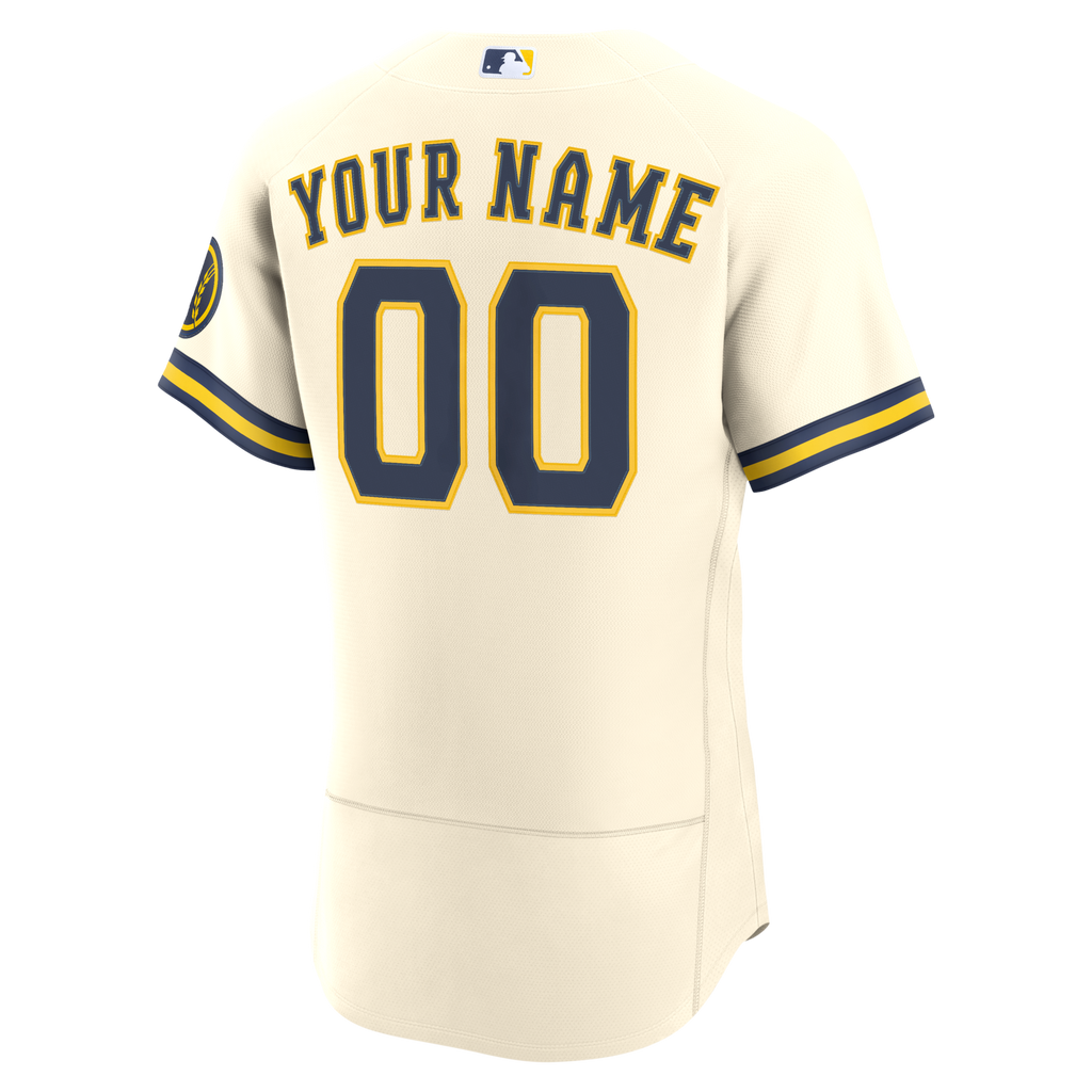 Milwaukee Brewers Cream Home Authentic Custom Jersey