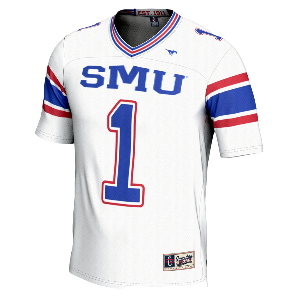 #1 SMU Mustangs Endzone Football Jersey - White