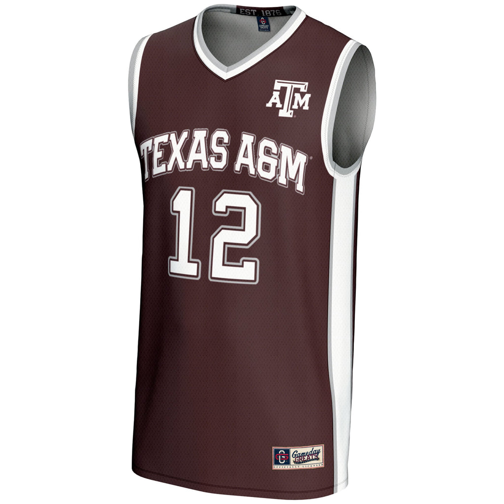 #12 Texas A&M Aggies Basketball Lightweight Fashion Jersey - Maroon