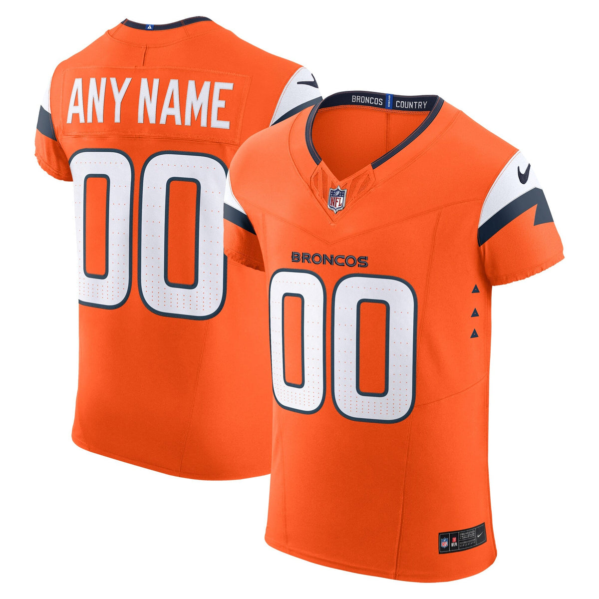 Denver Broncos Orange Team Vapor F.U.S.E. Elite Custom Jersey