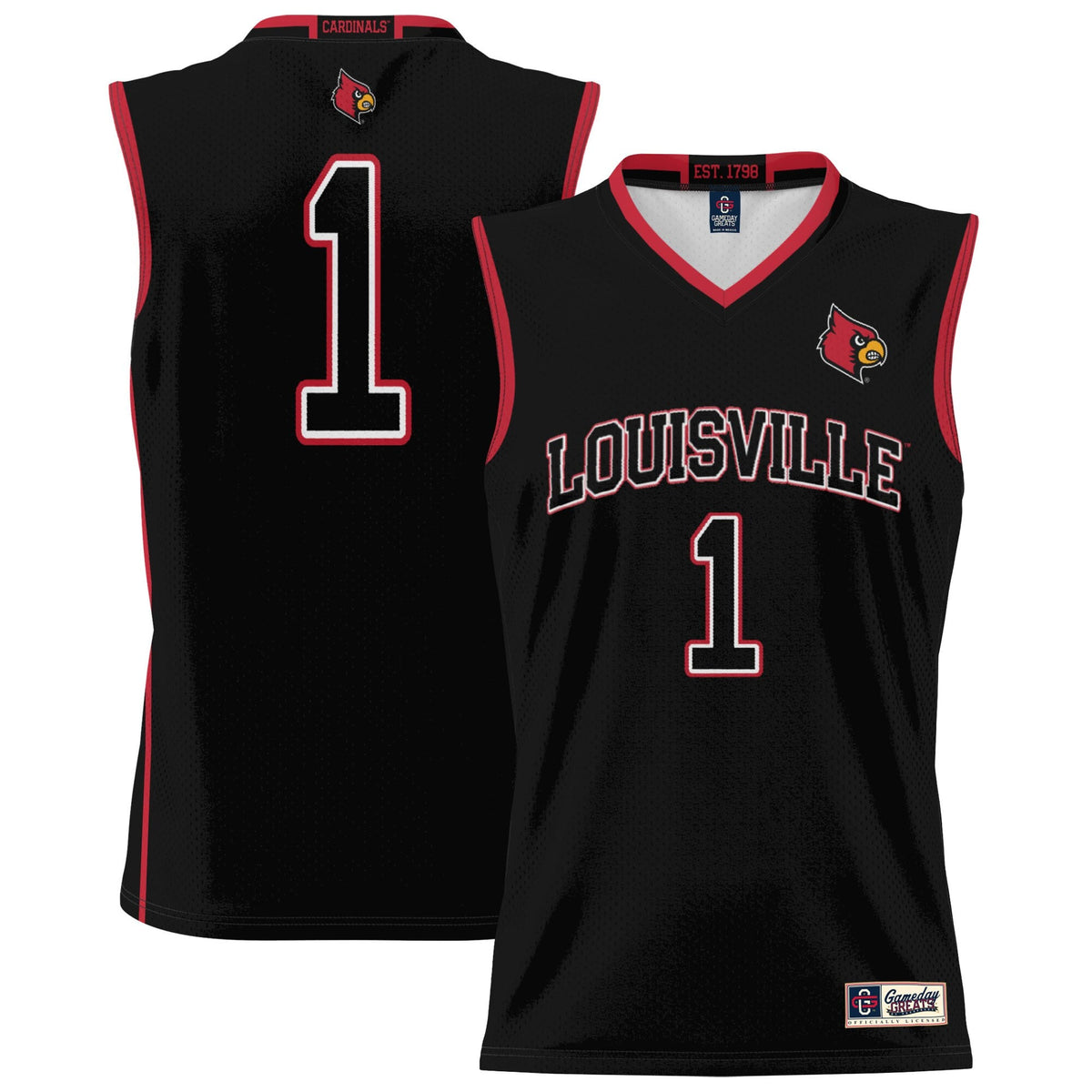 #1 Louisville Cardinals Lightweight Basketball Jersey - Black